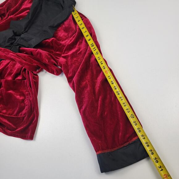 PLAYBOY vintage 90s red Crimson Velvet Jacket with Black Accents long version - Picture 9 of 10